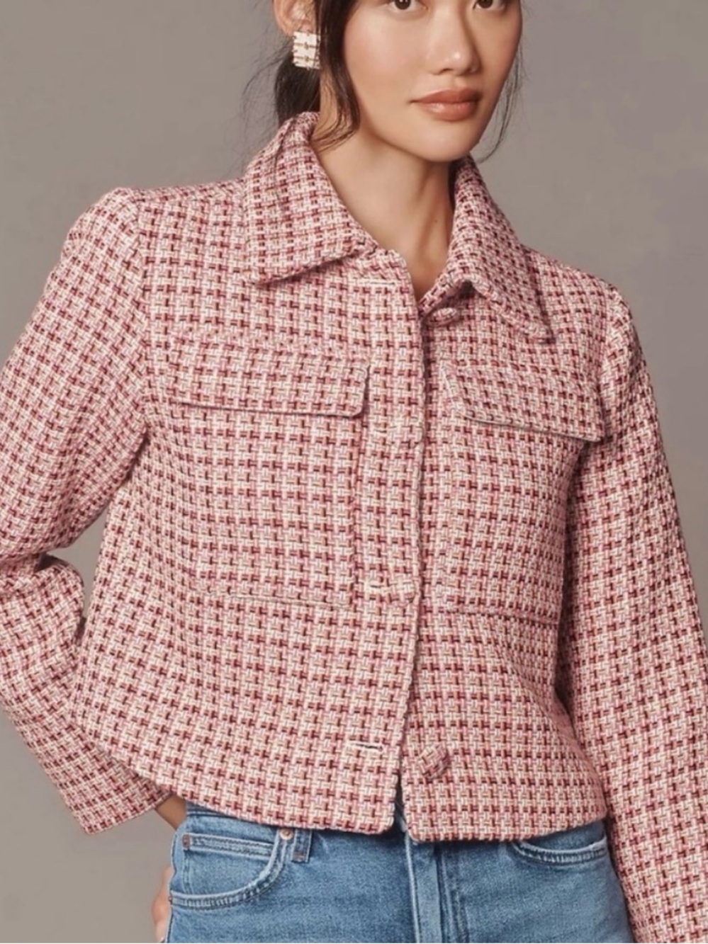 Anthropologie Maeve Tweed Tweed Blazer Jacket - Size XS (Fits Roomy)